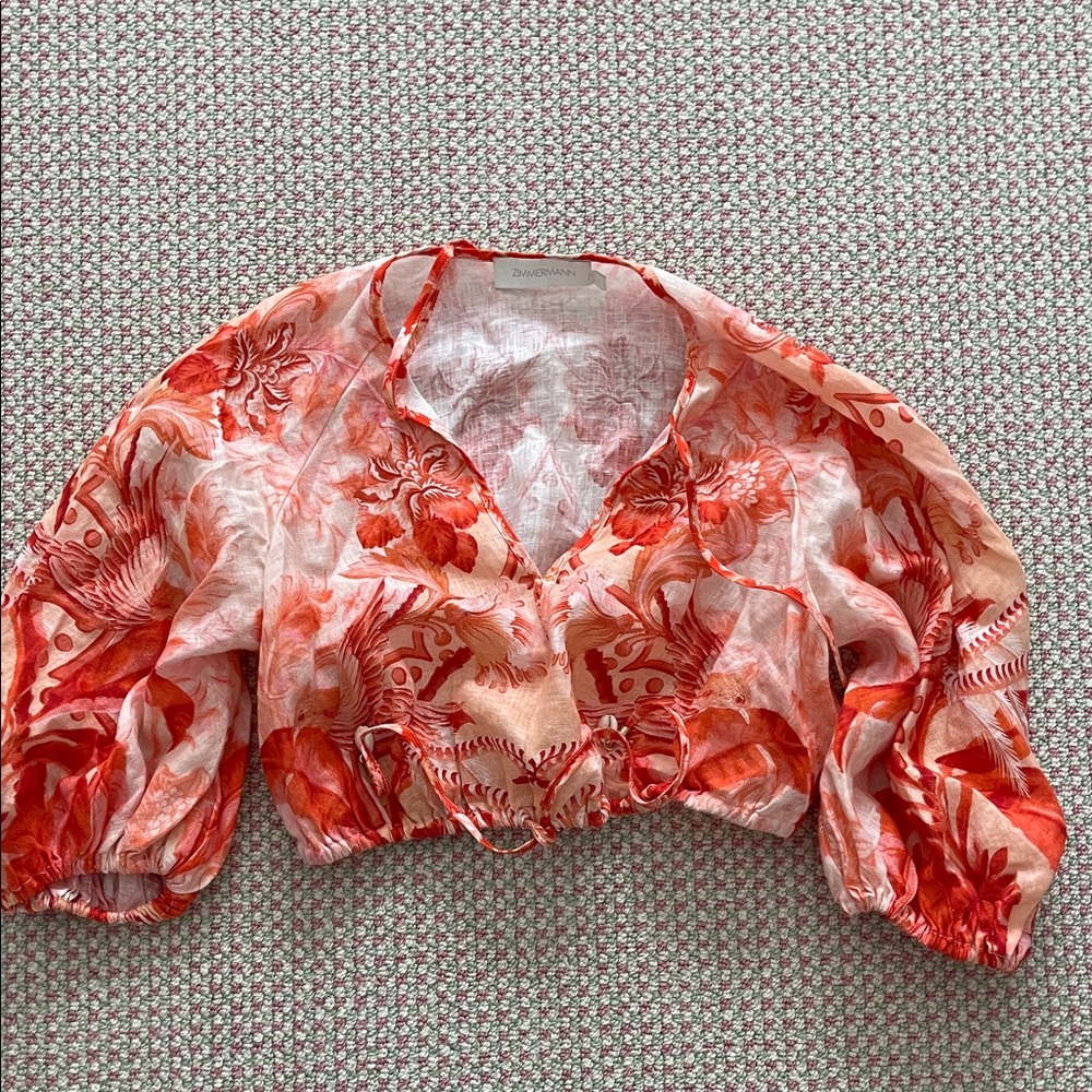 Zimmermann Lyre printed crop blouse